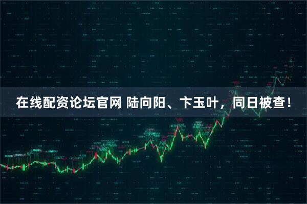 在线配资论坛官网 陆向阳、卞玉叶,同日被查!
